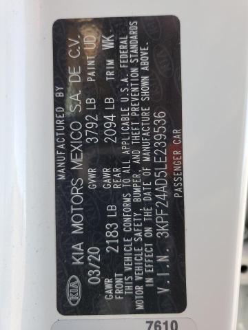 3KPF24AD5LE239536 KIA FORTE FE