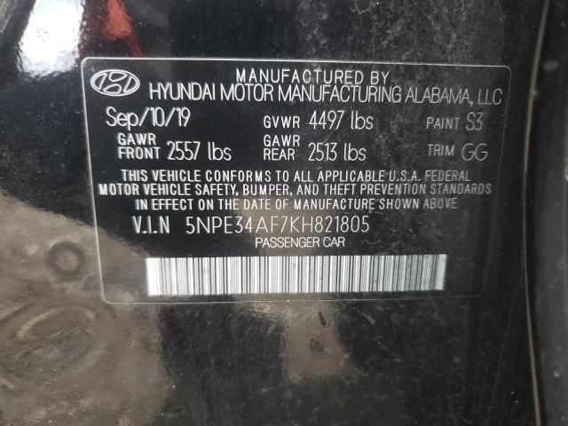 VIN 5NPE34AF7KH821805 2019 HYUNDAI SONATA no.13