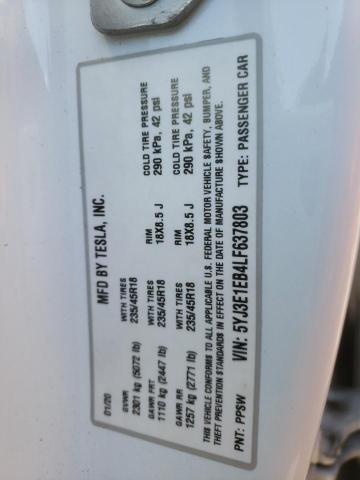 5YJ3E1EB4LF637803 Tesla MODEL 3