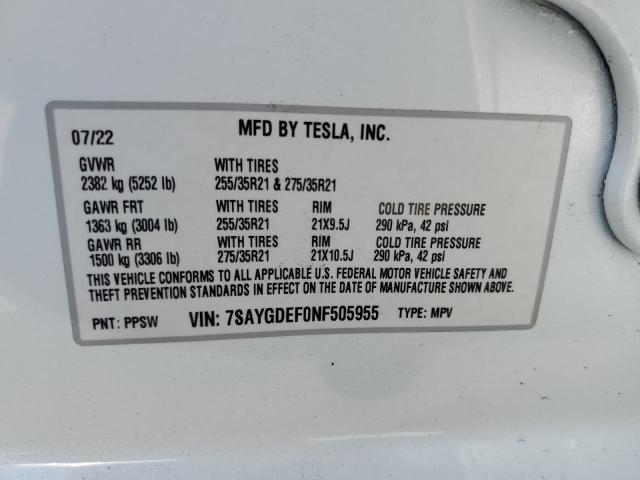 7SAYGDEF0NF505955 Tesla Model Y