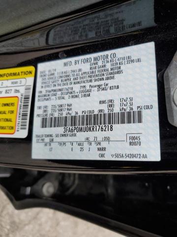 3FA6P0MU0KR176218 Ford FUSION SEL