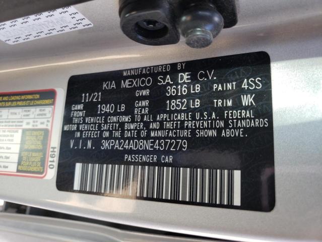 3KPA24AD8NE437279 KIA RIO LX