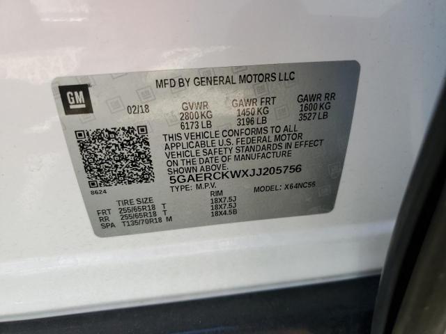 2018 BUICK ENCLAVE PR - 5GAERCKWXJJ205756
