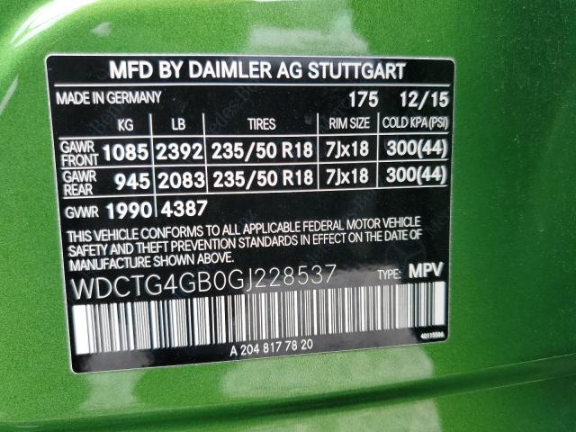 WDCTG4GB0GJ228537 Mercedes-Benz Gla 250 4matic