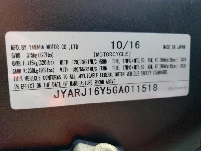 2016 YAMAHA YZFR6 C JYARJ16Y5GA011518
