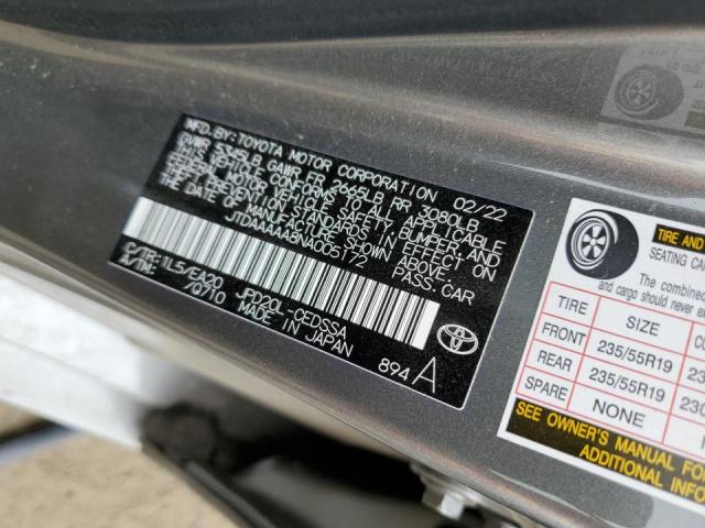 2022 TOYOTA MIRAI LE JTDAAAAA8NA005172