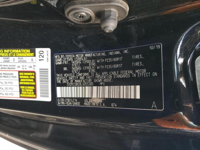 5TDYZ3DC0LS055385 Toyota SIENNA XLE