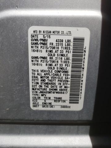 JN8AS5MT4FW666417 Nissan Rogue Select S