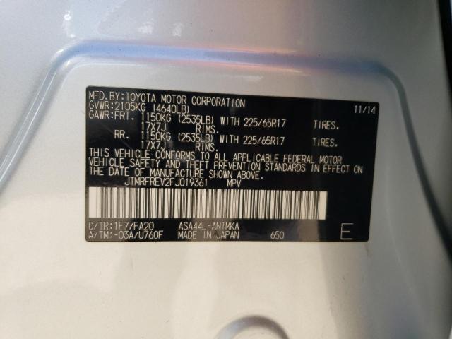 JTMRFREV2FJ019361 Toyota Rav4 Xle