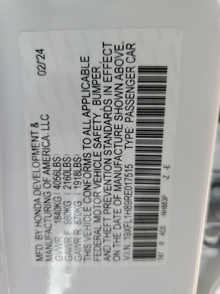 19XFL1H89RE017515 HONDA CIVIC 2024