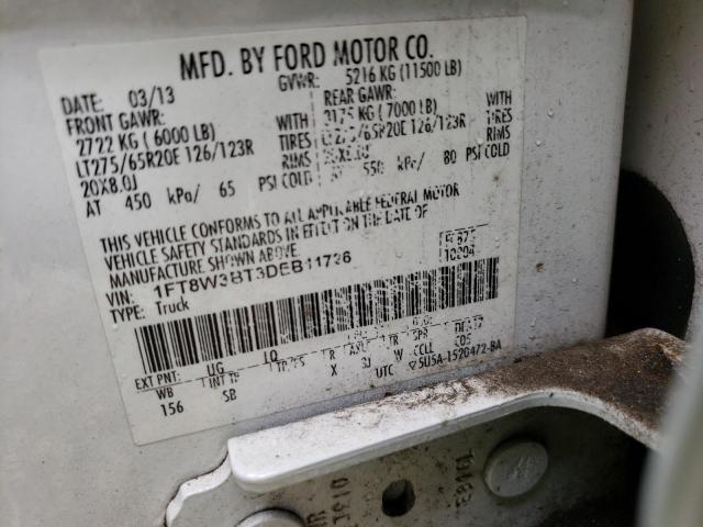 2013 Ford F350 Super Duty VIN: 1FT8W3BT3DEB11726 Lot: 52522454