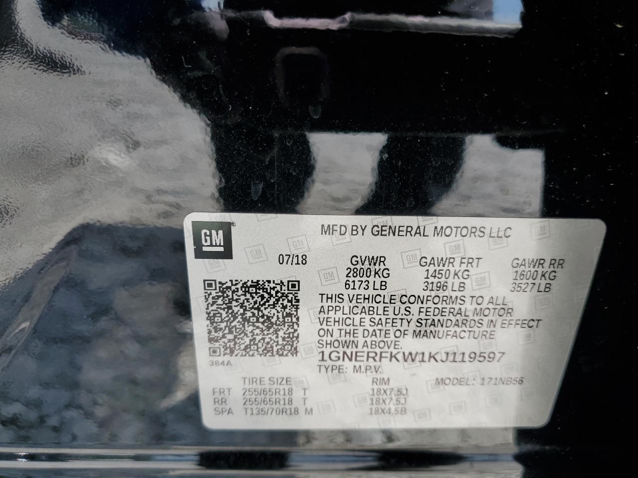 1GNERFKW1KJ119597 2019 Chevrolet Traverse Ls