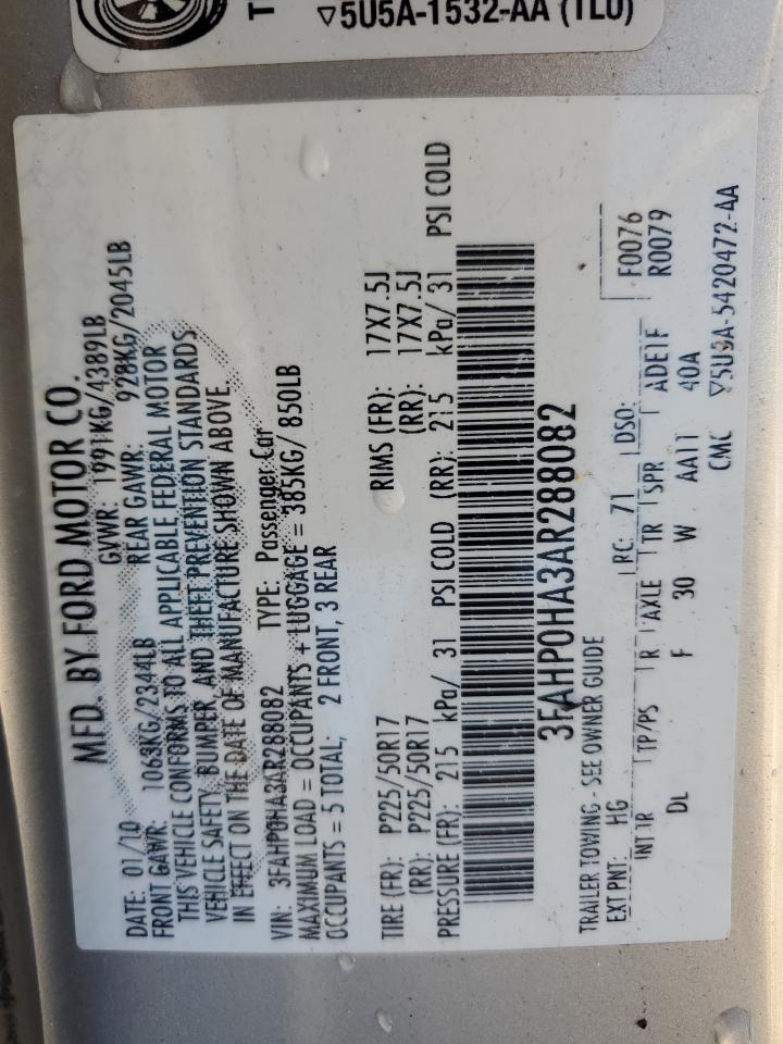 3FAHP0HA3AR288082 2010 Ford Fusion Se