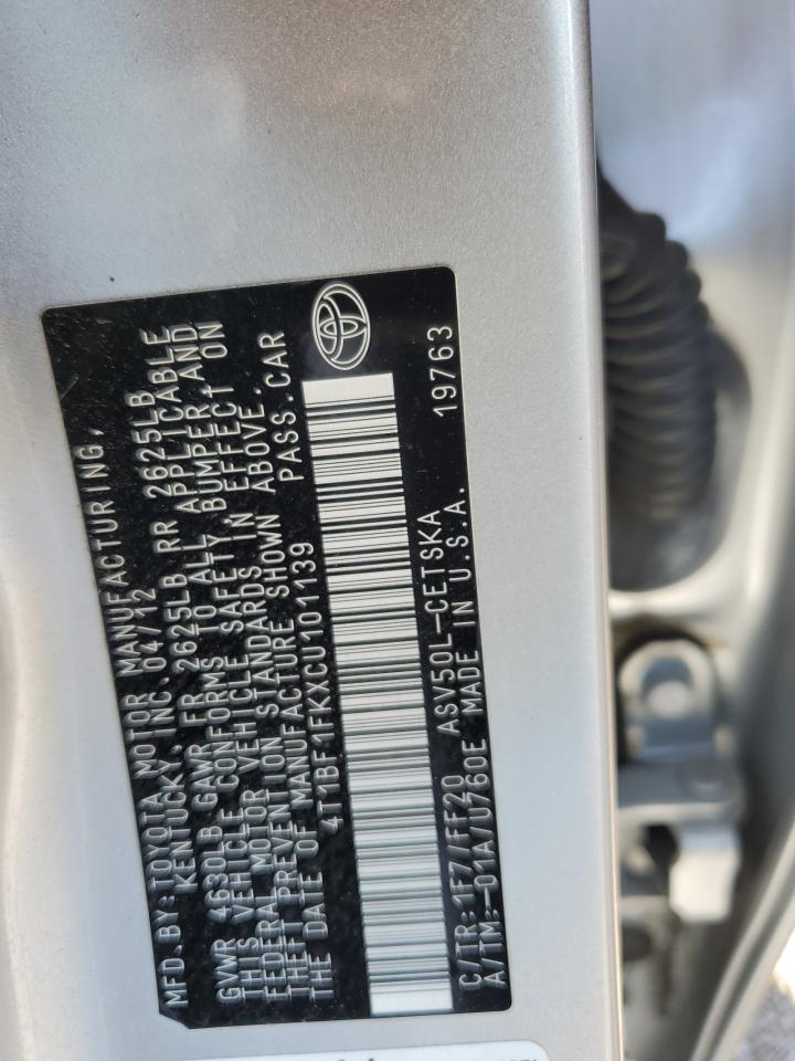 4T1BF1FKXCU101139 2012 Toyota Camry Base