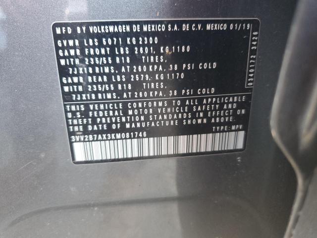 2019 Volkswagen Tiguan Se VIN: 3VV2B7AX3KM081746 Lot: 56052794