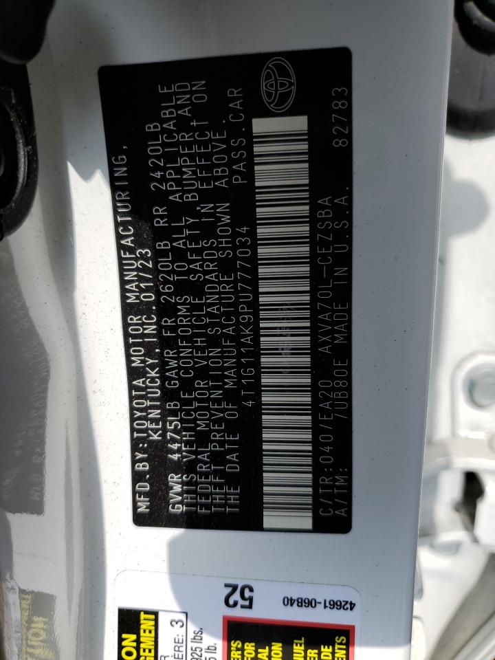 4T1G11AK9PU777034 TOYOTA CAMRY 2023