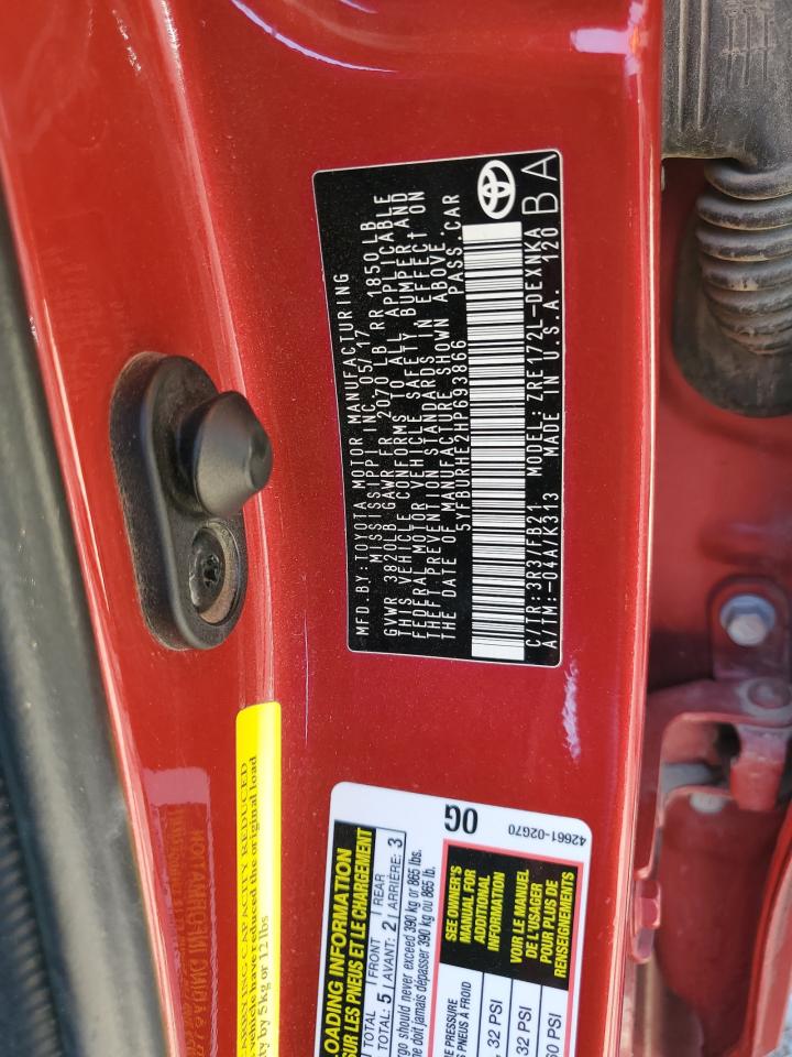 5YFBURHE2HP693866 TOYOTA COROLLA 2017