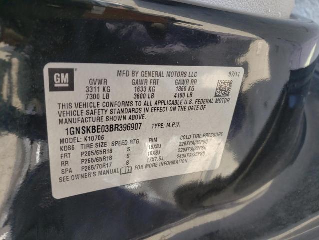 2011 Chevrolet Tahoe K1500 Lt VIN: 1GNSKBE03BR396907 Lot: 53530594