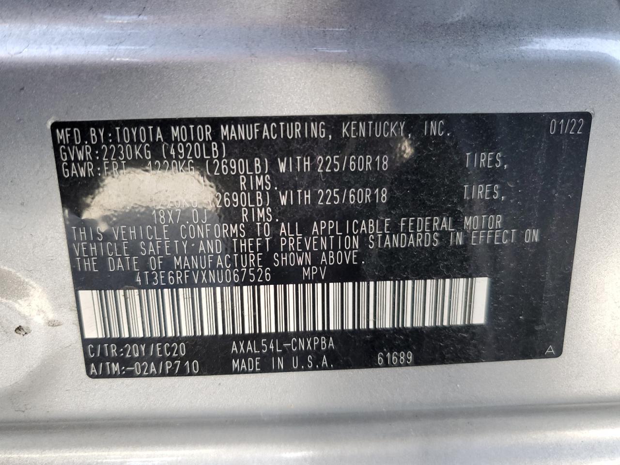 4T3E6RFVXNU067526 2022 Toyota Rav4 Xse