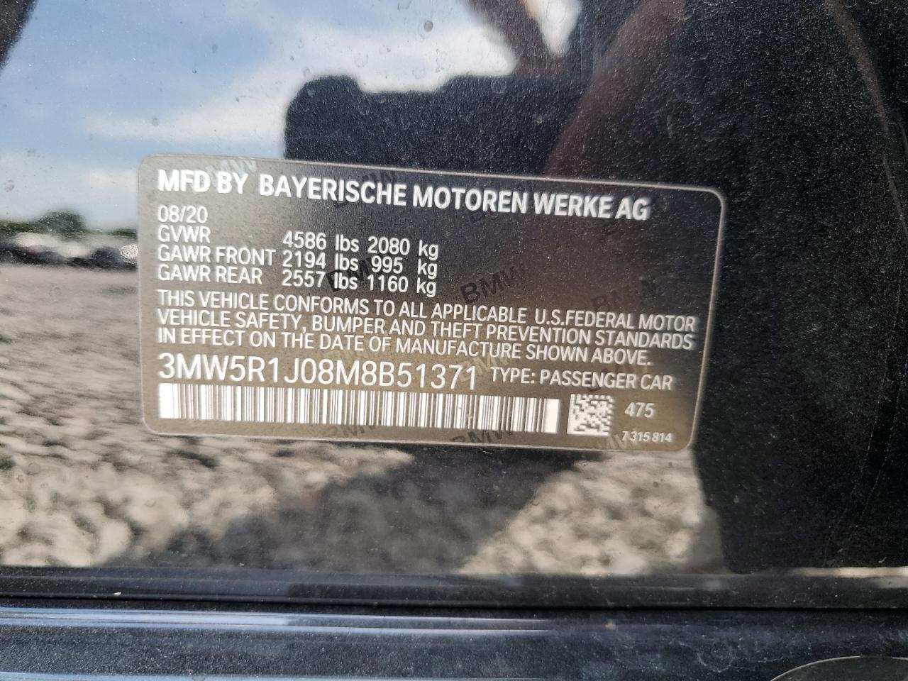 3MW5R1J08M8B51371 2021 BMW 330I