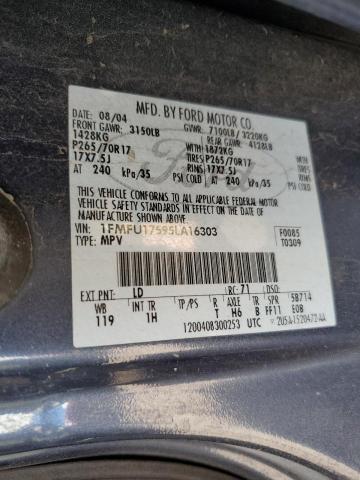 2005 Ford Expedition Eddie Bauer VIN: 1FMFU17595LA16303 Lot: 54267474