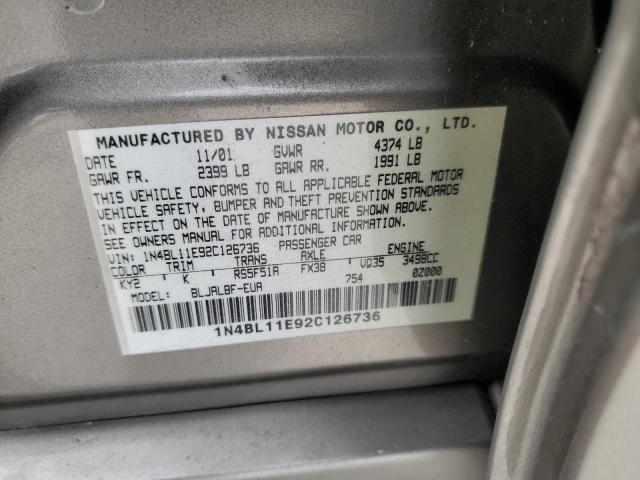 2002 Nissan Altima Se VIN: 1N4BL11E92C126736 Lot: 55501064