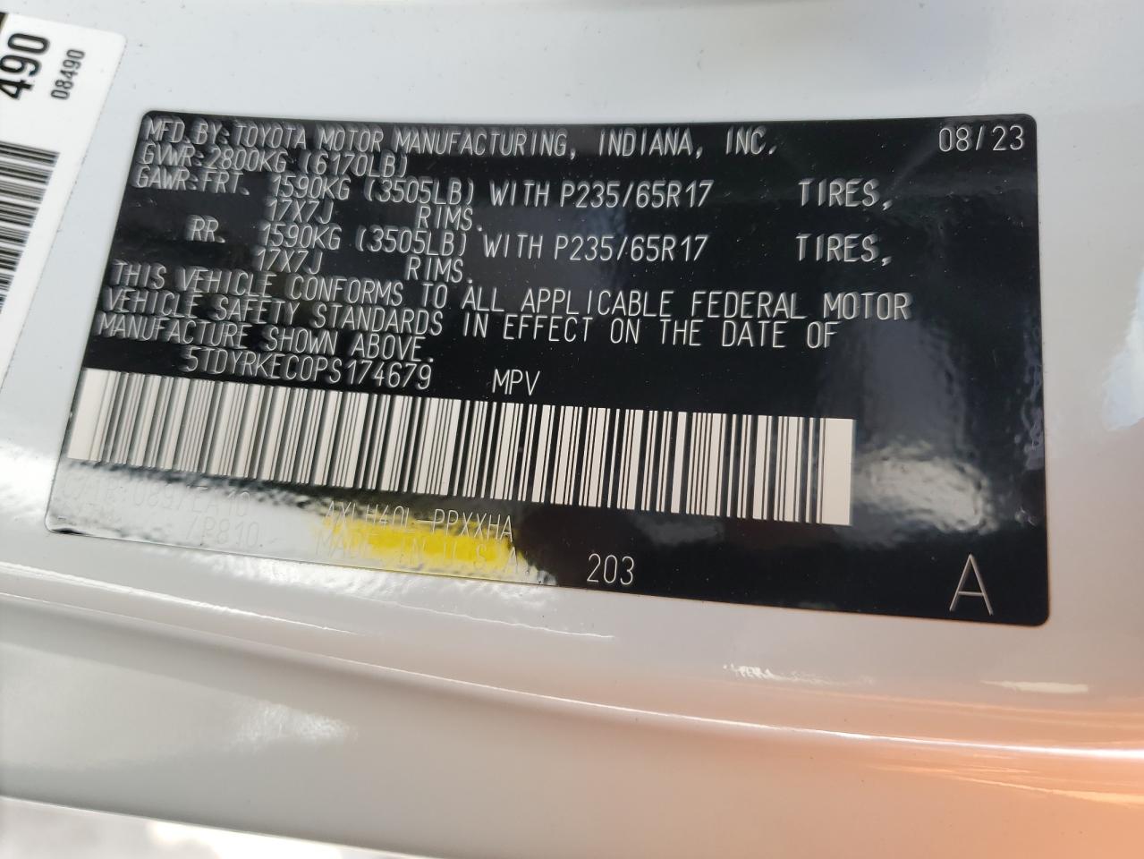5TDYRKEC0PS174679 TOYOTA All Models 2023