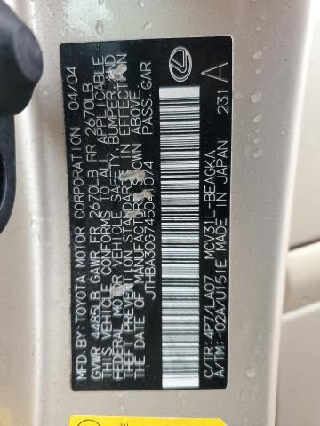 2004 Lexus Es 330 VIN: JTHBA30G745041074 Lot: 55550834