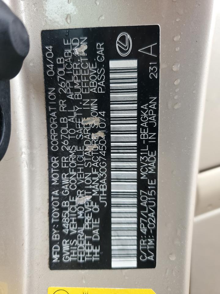 JTHBA30G745041074 2004 Lexus Es 330