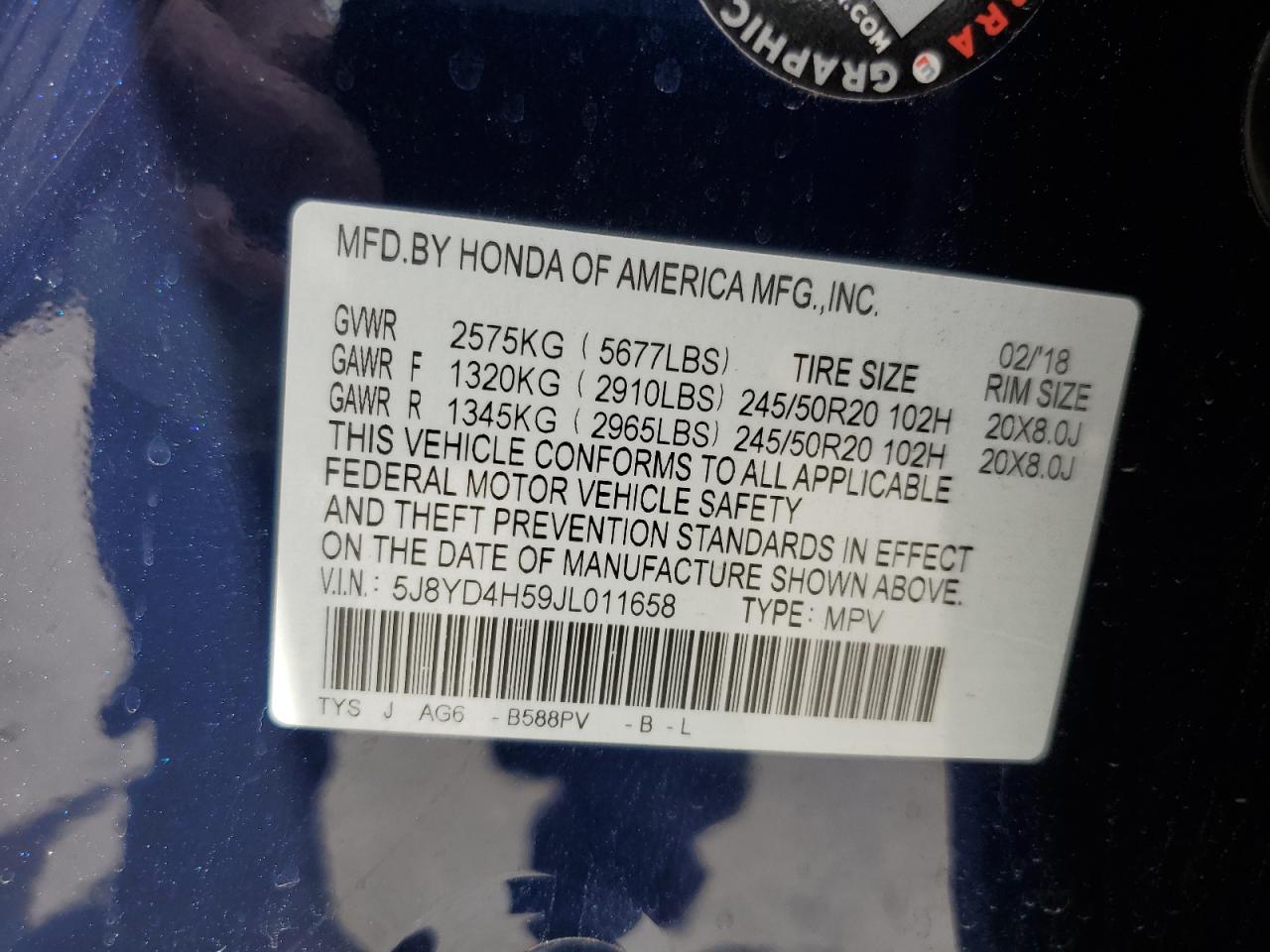 5J8YD4H59JL011658 2018 Acura Mdx Technology