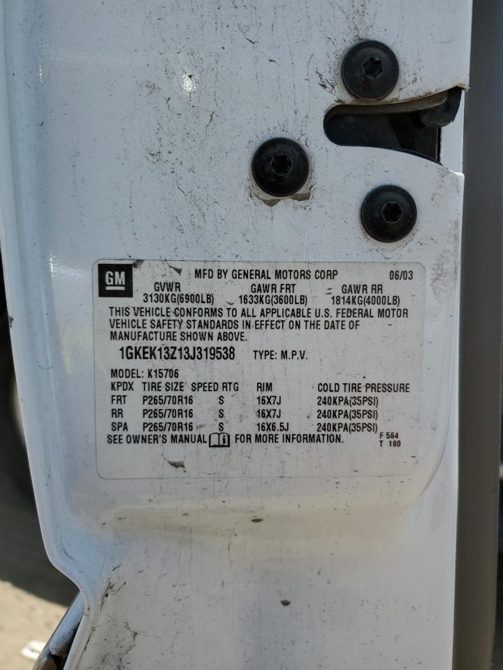 1GKEK13Z13J319538 2003 GMC Yukon