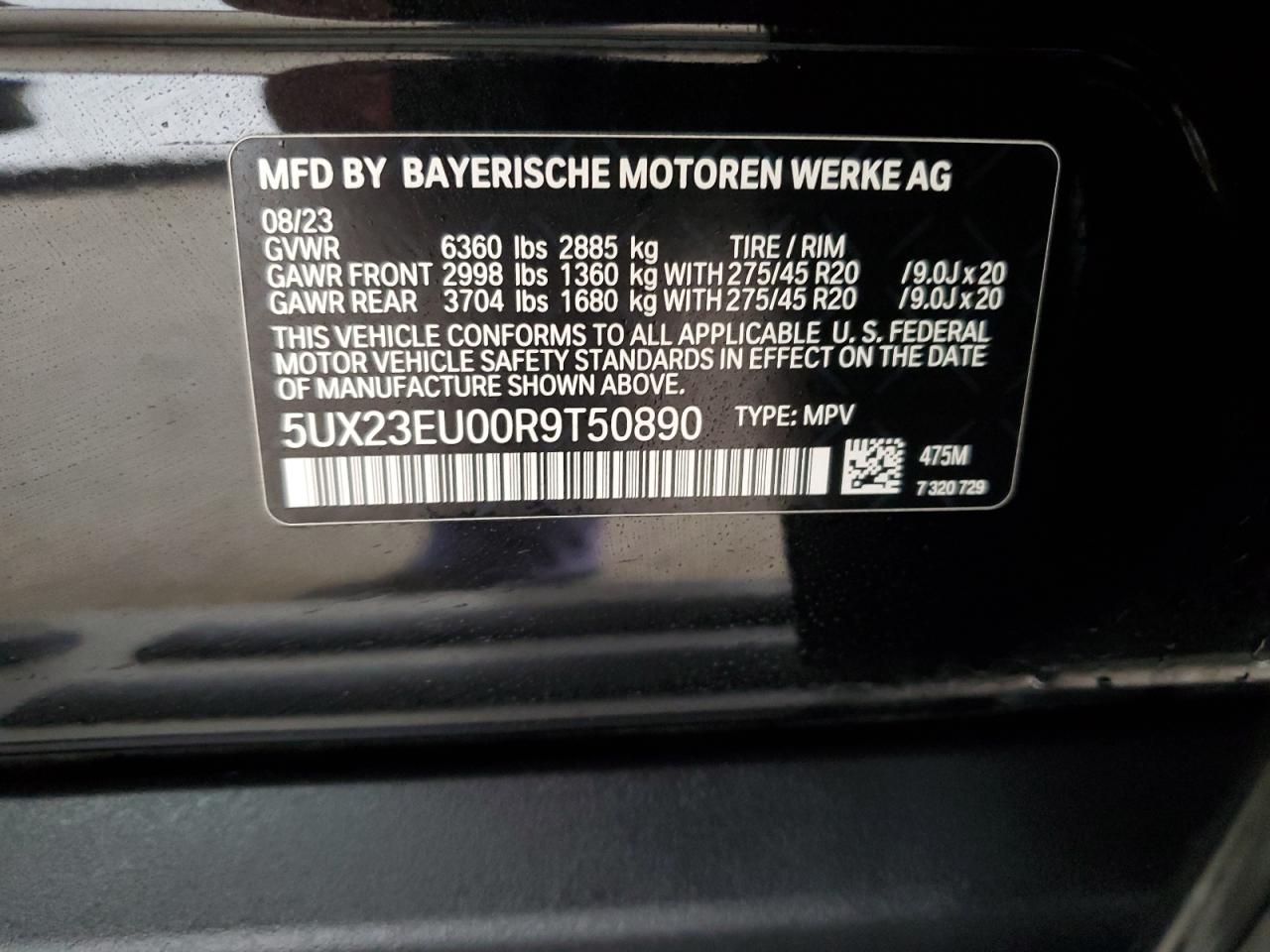 5UX23EU00R9T50890 2024 BMW X5 xDrive40I