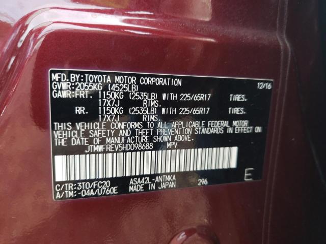 2017 TOYOTA RAV4 XLE - JTMWFREV5HD098688