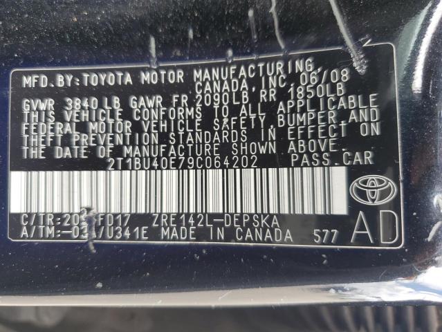 2009 Toyota Corolla Base VIN: 2T1BU40E79C064202 Lot: 54733904