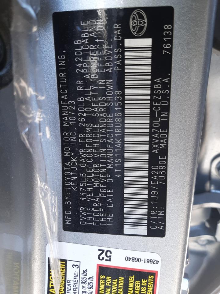 4T1S11AK1RU861538 TOYOTA CAMRY 2024