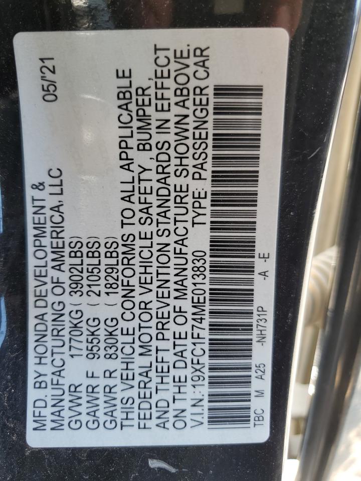 19XFC1F74ME013830 HONDA CIVIC 2021