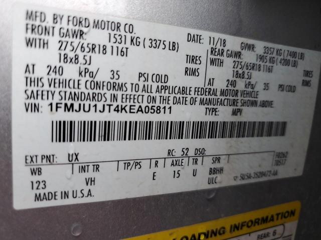 2019 Ford Expedition Xlt VIN: 1FMJU1JT4KEA05811 Lot: 57094994