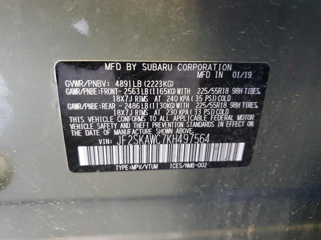 2019 Subaru Forester Touring VIN: JF2SKAWC7KH497564 Lot: 55101264
