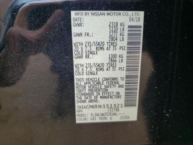 5N1AZ2MG9JN151321 2018 NISSAN MURANO - Image 12