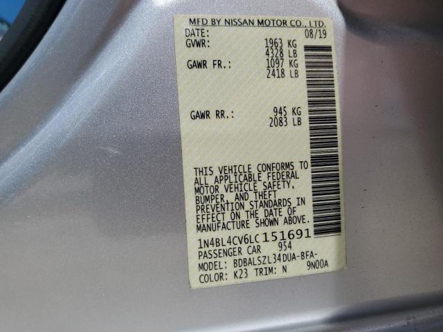 2020 Nissan Altima Sr VIN: 1N4BL4CV6LC151691 Lot: 54472894