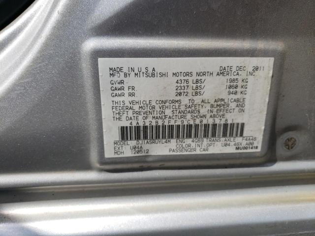 2012 Mitsubishi Galant Fe VIN: 4A32B2FF9CE013781 Lot: 56650774