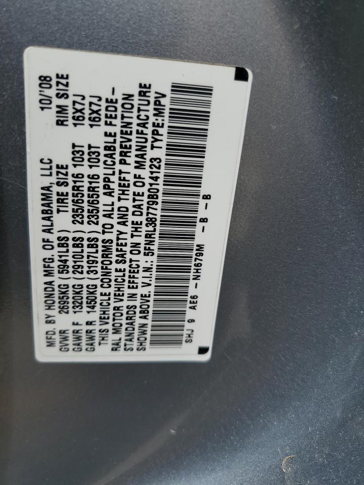 5FNRL38779B014123 2009 Honda Odyssey Exl