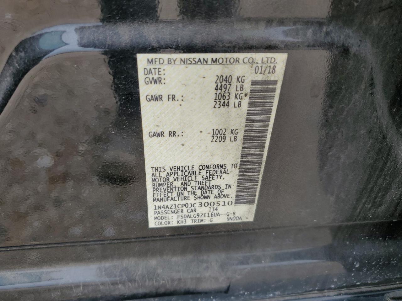 1N4AZ1CP0JC300510 NISSAN LEAF 2018