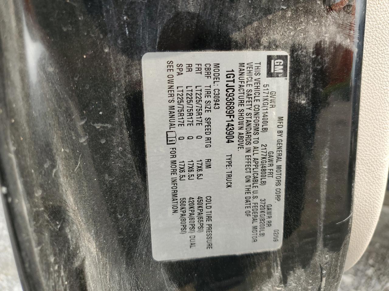 1GTJC93689F143904 2009 GMC Sierra C3500 Slt