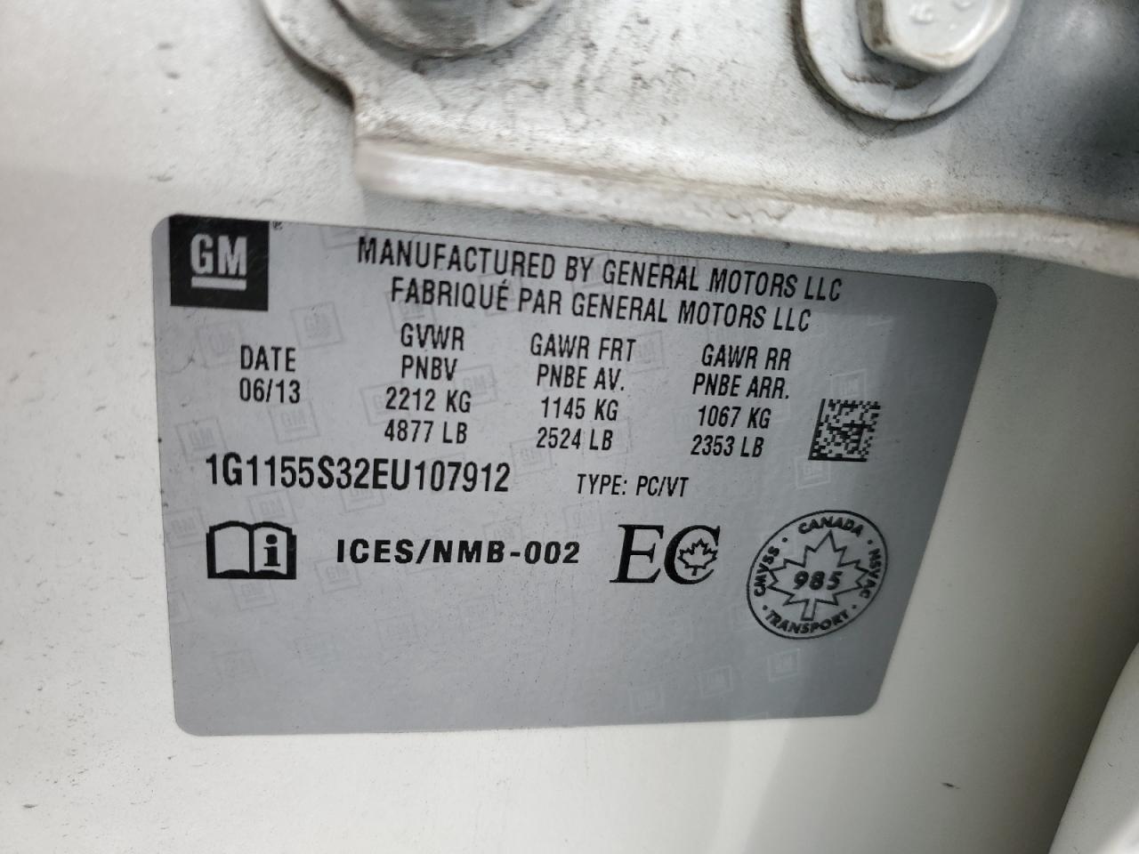 1G1155S32EU107912 2014 Chevrolet Impala Ltz