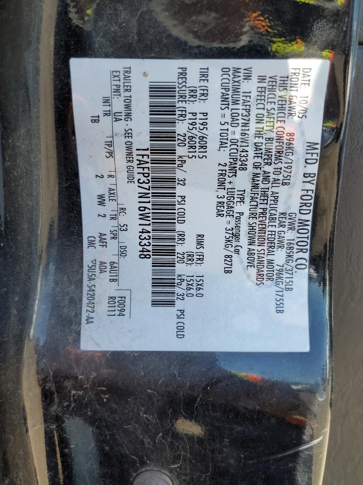 1FAFP37N16W143348 2006 Ford Focus Zx5