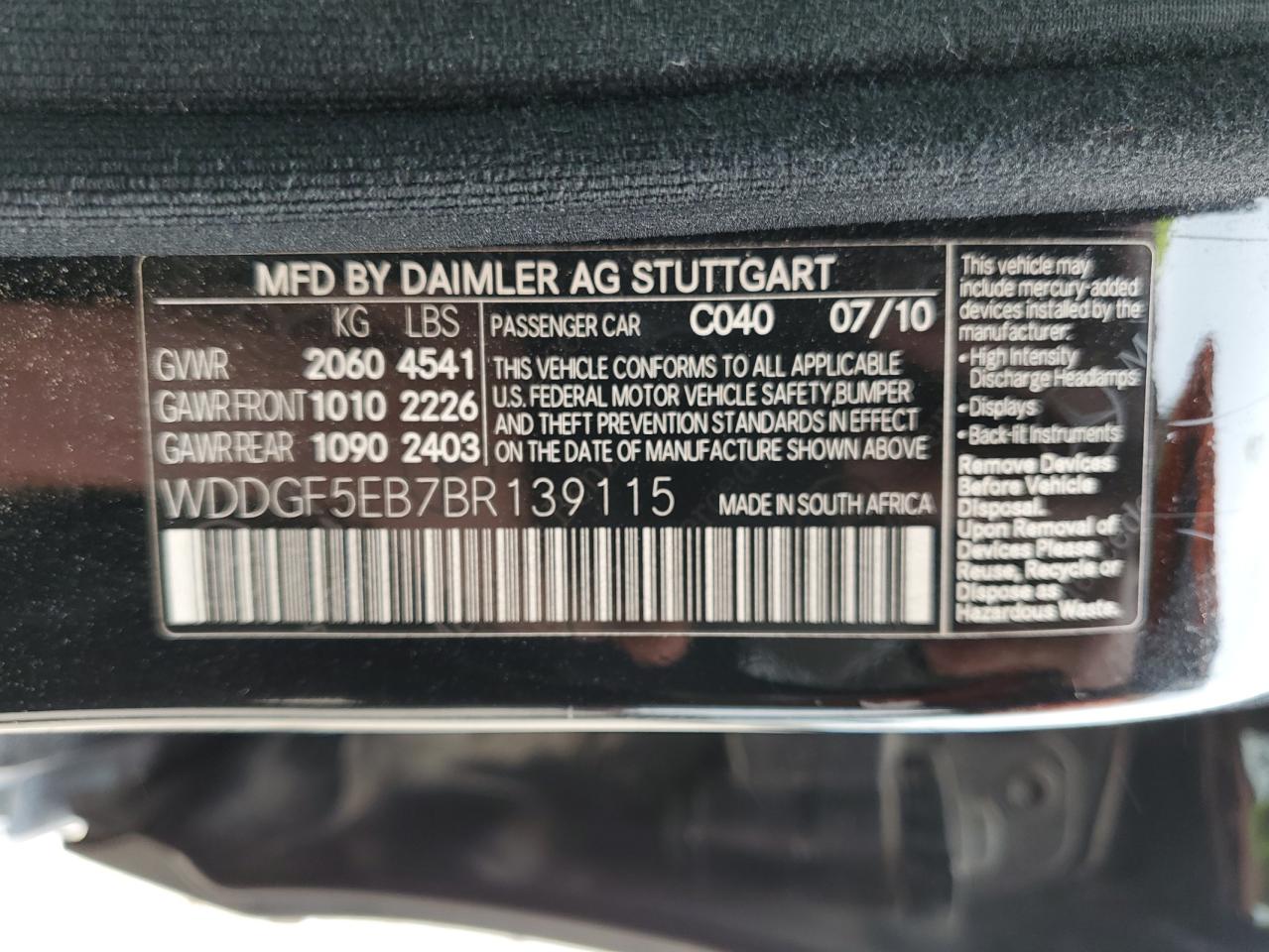 WDDGF5EB7BR139115 2011 Mercedes-Benz C 300