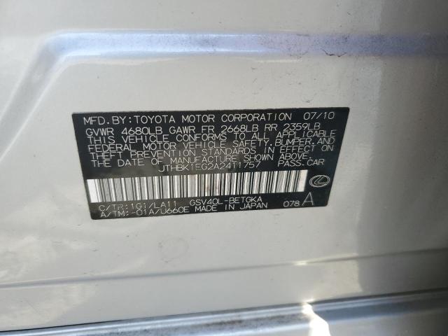 2010 Lexus Es 350 VIN: JTHBK1EG2A2411757 Lot: 56106914