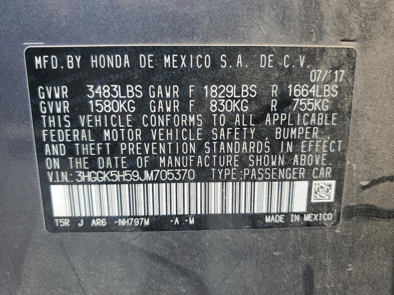 3HGGK5H59JM705370 2018 Honda Fit Lx