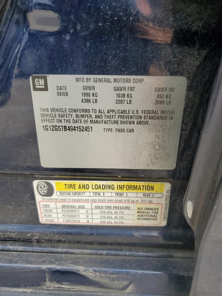 1G1ZG57B494152451 2009 Chevrolet Malibu Ls